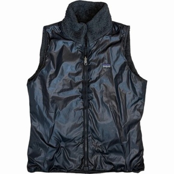 Patagonia Reversible Sherpa Fleece Vest Women’s Small Black Full Zip - Picture 2 of 4